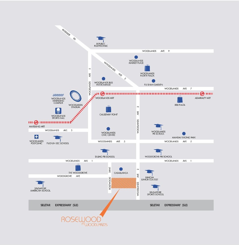 final location at Woodlands Avenue 2 / Rosewood Drive